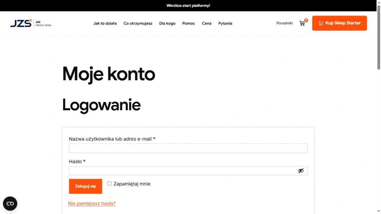 Konto JZS jest osobnym miejscem logowania